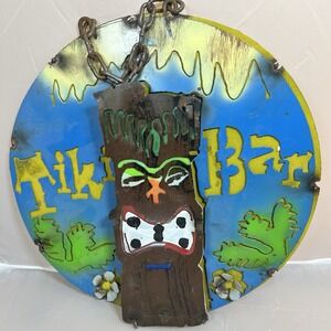 Tiki Beach Bar Tiki Hut Drink Sign 3-D Metal Wall Art ‎ 10x10 Handmade